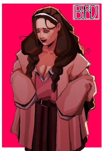 Dr. Drowsy My oc Dr. Drowsy, she is smiling and wearing her labcoat. The sleeves of her coat and jacket. The background is a pink rectangle with a white border.